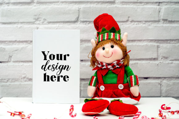 Book Cover Mockup.Elf Mockup 68 - A Festive Graphic Design Asset for Book Amp