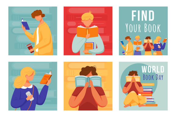 Book Reading Social Media Post Mockup - Graphic Templates for Creative Sellers