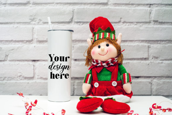 Christmas 20oz Tumbler Mockup. Elf Mocku for Graphics and Mugs Amp