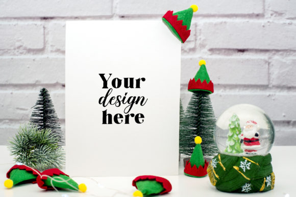 Christmas 5x7 Card Mockup. Elf Mockup 88 for Graphics and Invitations Amp