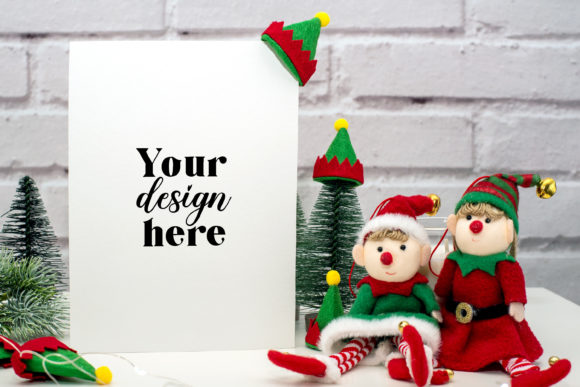 Christmas 5x7 Card Mockup. Elf Mockup 89 for Invitations Amp Graphics