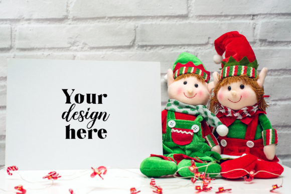 Christmas A4 Card Mockup. Elf Mockup 28 - A Festive Graphic Design Asset
