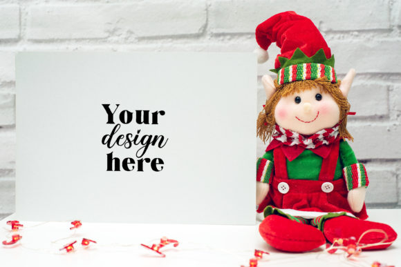 Christmas A4 Card Mockup. Elf Mockup 43 - Graphics for Invitations Amp
