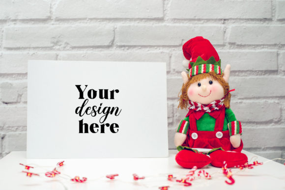 Christmas A4 Card Mockup. Elf Mockup 80 - Graphics for Invitations Amp