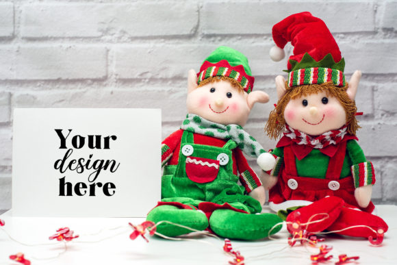 Christmas Card Mockup Elf 31: A Festive Graphic Design Asset for Christmas Amp