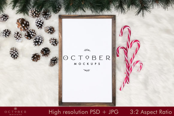 Christmas Farmhouse Sign Mockup Portrait for Graphics and Frames Amp
