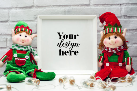 Christmas Frame Mockup. Elf Mockup 1 - A Playful Graphics Asset for Christmas Amp Products