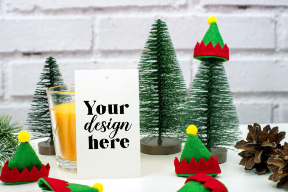 Christmas Gift Tag Mockup. Elf Mockup 8 - Graphics for Christmas Amp