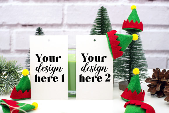 Christmas Gift Tag Mockup. Elf Mockup 86 for Graphics and Christmas Amp Projects