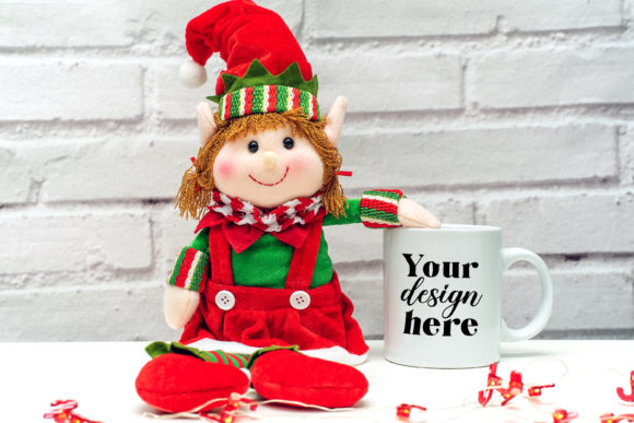 Christmas Mug Mockup. Elf Mockup 40. Holiday Graphics for Christmas Amp