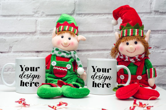 Christmas Mugs Mockup. Elf Mockup 39 - A Festive Graphic Design Asset