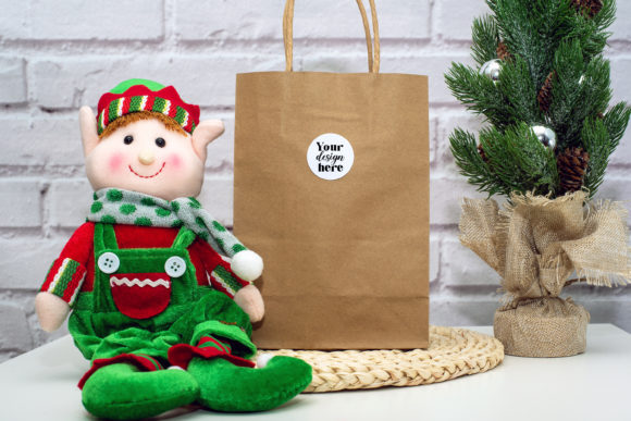 Christmas Sticker Mockup. Elf Mockup 114 for Graphics and Labels Amp