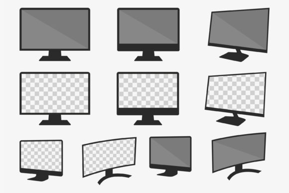 Computer Monitor and Tv Mockup Set for Crafting and Design