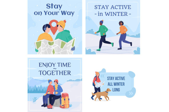 Couple Activity in Winter Mockup Cards