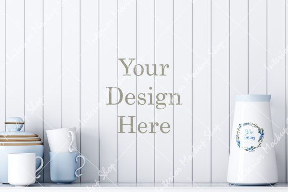 Empty Wall Mockup, Kitchen Mockup for Branding and Packaging