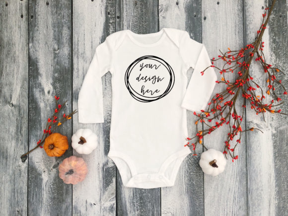 Fall Long Sleeve Baby Clothing Mockup for Seasonal Graphics