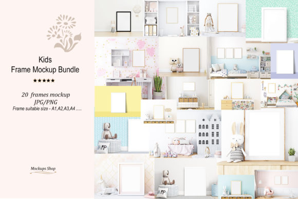 Frame Mockup Bundle Kids - 22 for Graphic Design and Frames Amp
