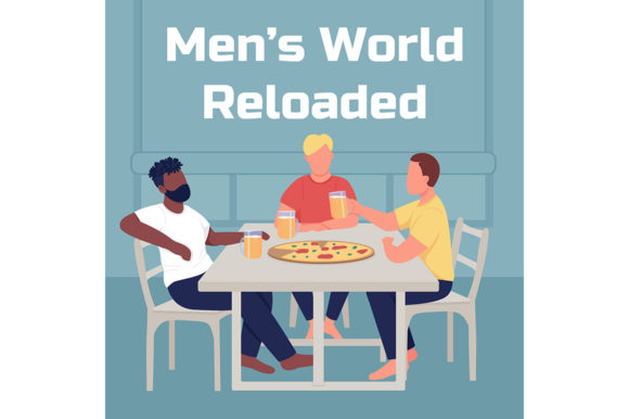 Friends Eat Pizza Post Mockup: A Graphic Design Asset for Illustrations