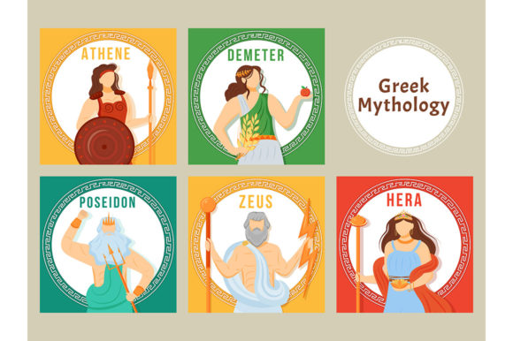 Greek Myth Social Media Post Mockup Set - Graphic Templates for Content Creators