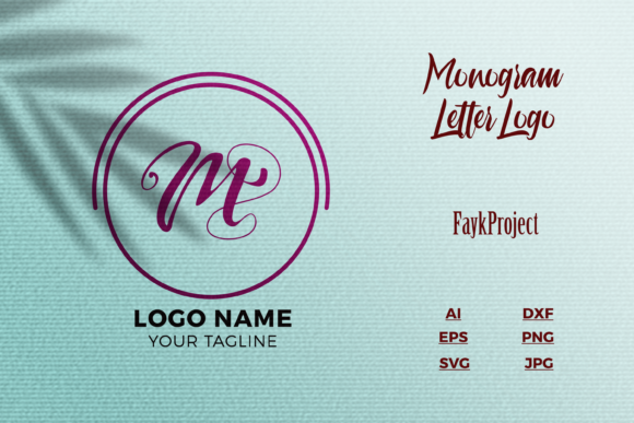 Logo Letter M Purple Texture Mockup Review