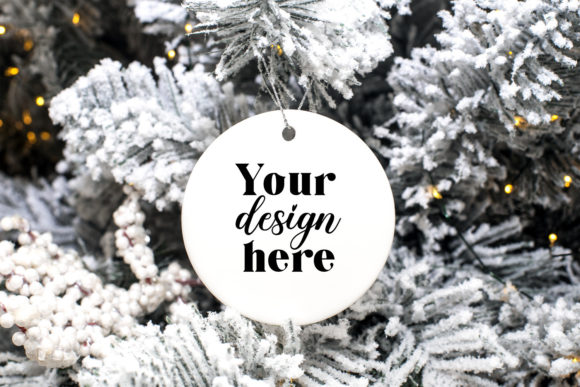 Round Ceramic Christmas Ornament Mockup for Christmas Amp Graphics