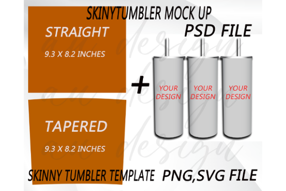 Skinny Tumbler Mockup PSD Template PNG for Graphics and Tumbler Wraps